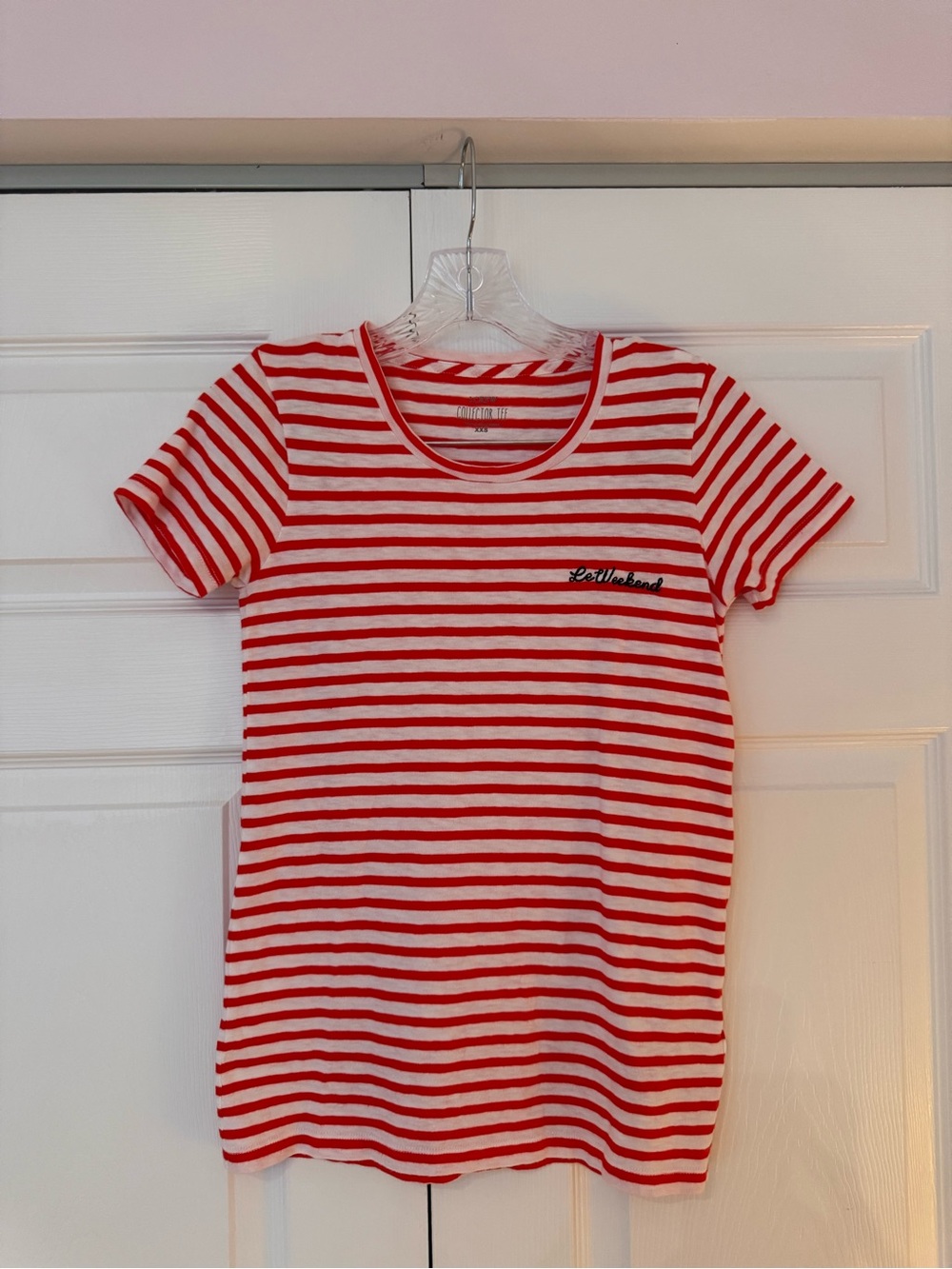 Striped Red & White Womans Tee - Casual Short Sleeve